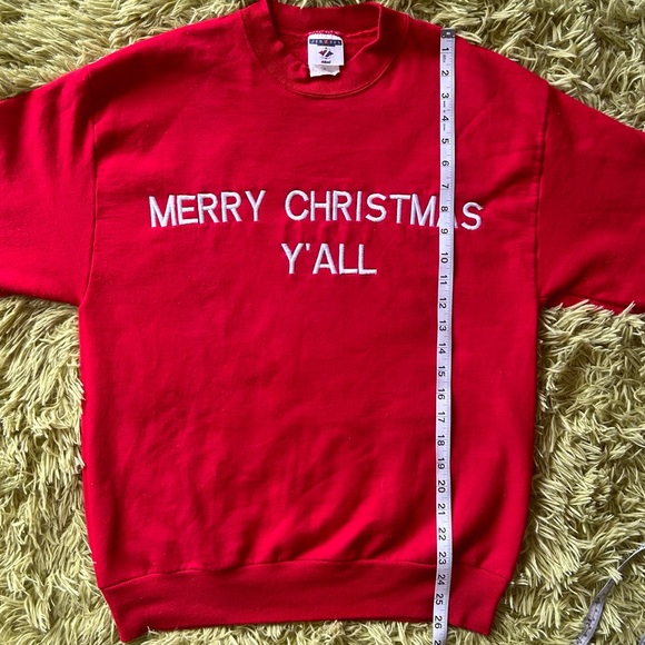 Vintage Red Embroidered Merry Christmas Y’all Sweatshirt - Picture 8 of 8